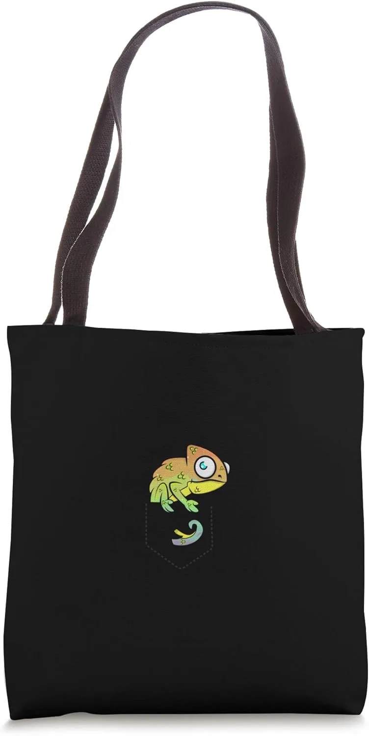 Chameleon In Pocket Reptile Animal Lizard Chameleons Lover Tote Bag
