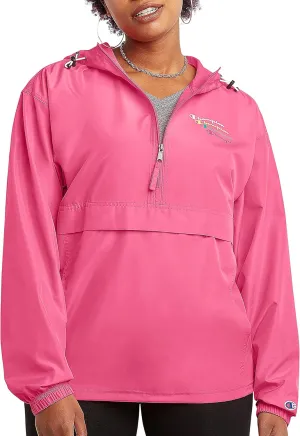 Champion Women's Packable Print Jacket, Wind- and Water-Resistant Hooded Jacket, Prints & Script