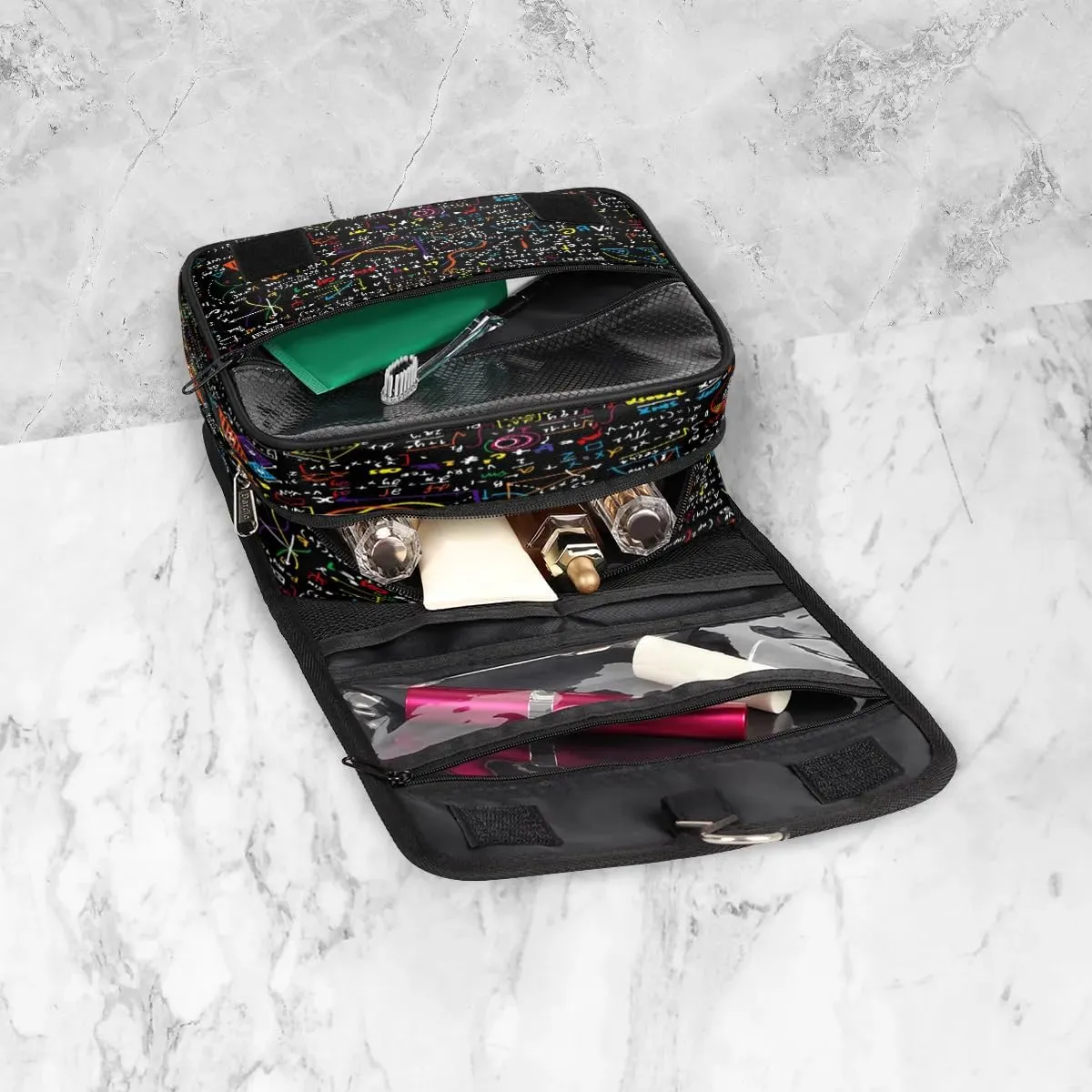 Chemical Molecule Formula Hanging Toiletry Bag Waterproof Makeup Cosmetic Bag Travel Bag Organizer for Accessories Shampoo Full Sized Container Travel-Essentials Toiletry Bag