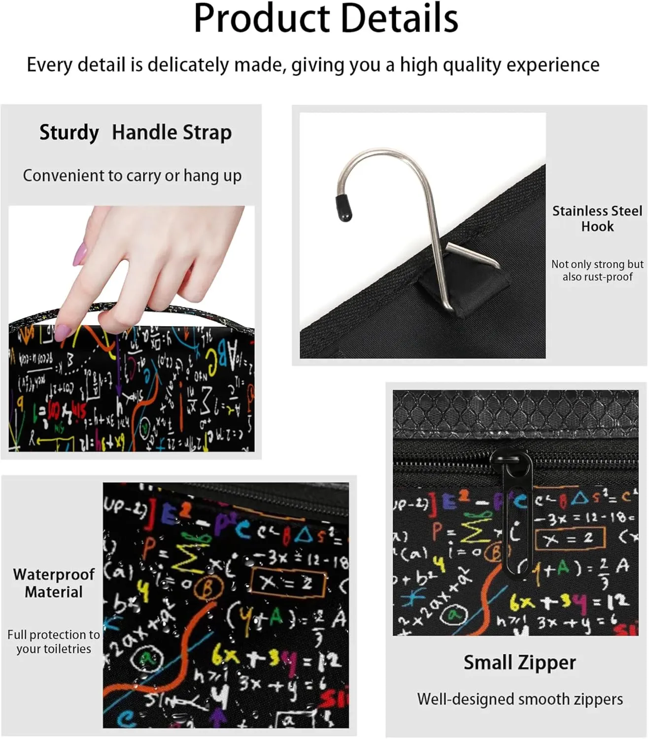 Chemical Molecule Formula Hanging Toiletry Bag Waterproof Makeup Cosmetic Bag Travel Bag Organizer for Accessories Shampoo Full Sized Container Travel-Essentials Toiletry Bag