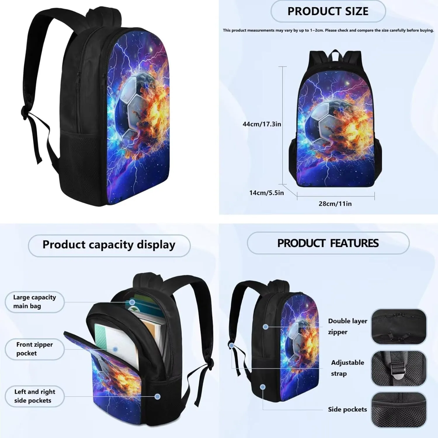 Cherry Blossom Axolotl Backpack for Boys Kids Backpack with Lunch Box Water Bottle Holder and Aesthetic Pencil Case 4PCS Set 4th 5th 6th Grade Cute Bookbag 17 inch Kawaii School Bag