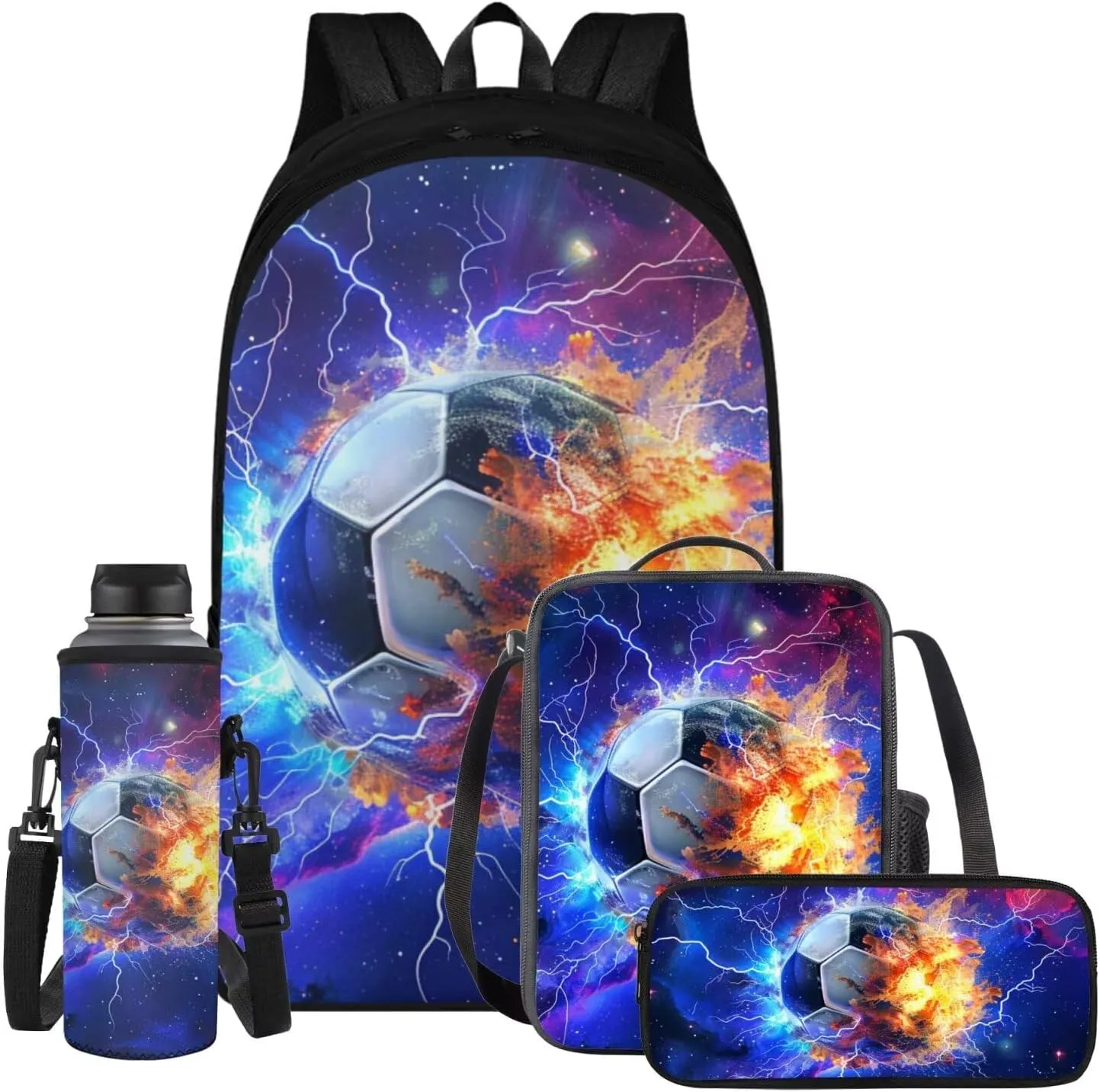Cherry Blossom Axolotl Backpack for Boys Kids Backpack with Lunch Box Water Bottle Holder and Aesthetic Pencil Case 4PCS Set 4th 5th 6th Grade Cute Bookbag 17 inch Kawaii School Bag