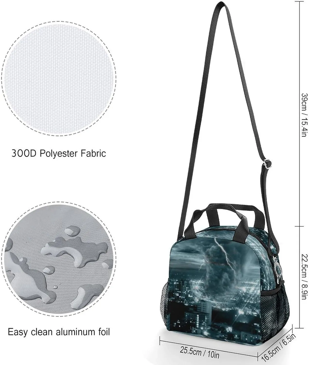 Chicago City Tornado Storm Weather Adjustable Shoulder Strap Insulated And Leak Proof Premium Lunch Bag Unisex