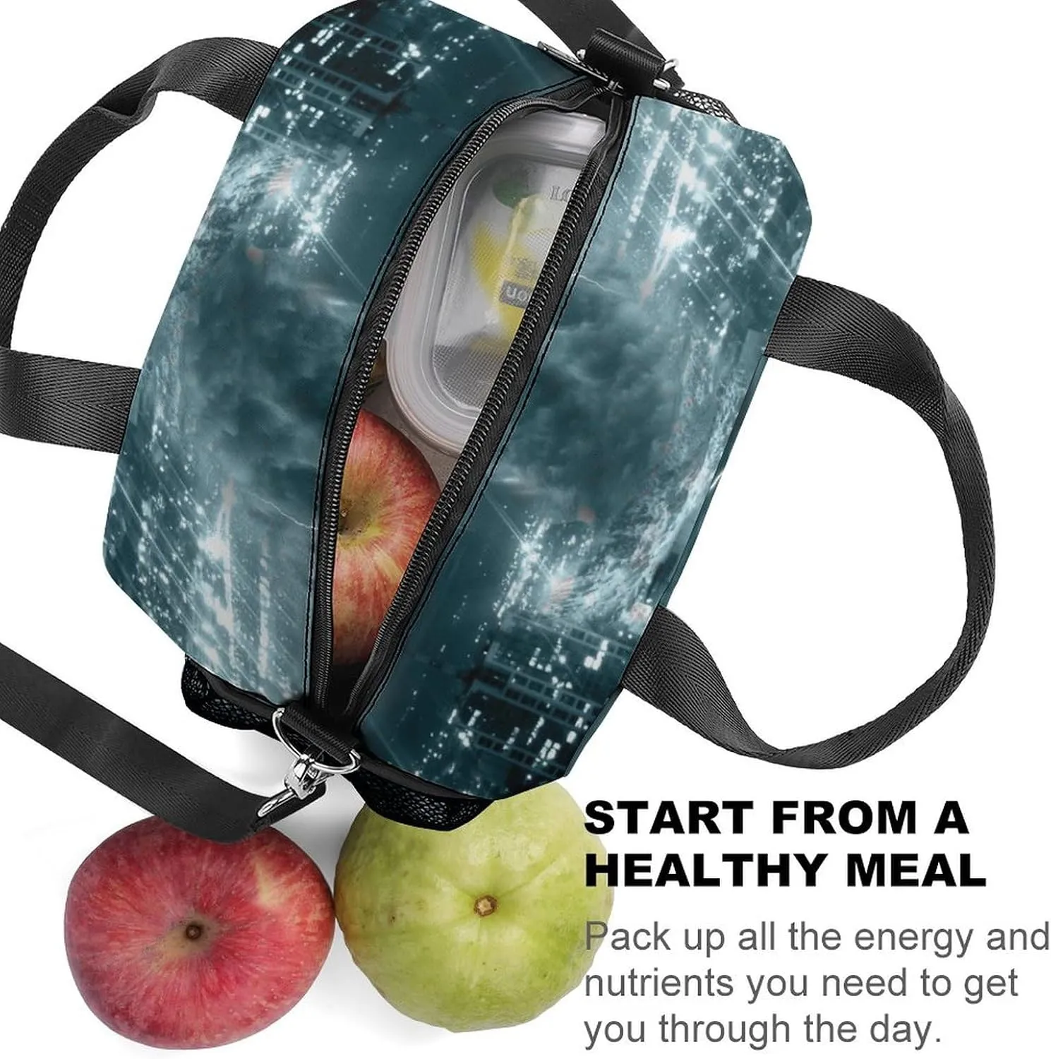 Chicago City Tornado Storm Weather Adjustable Shoulder Strap Insulated And Leak Proof Premium Lunch Bag Unisex