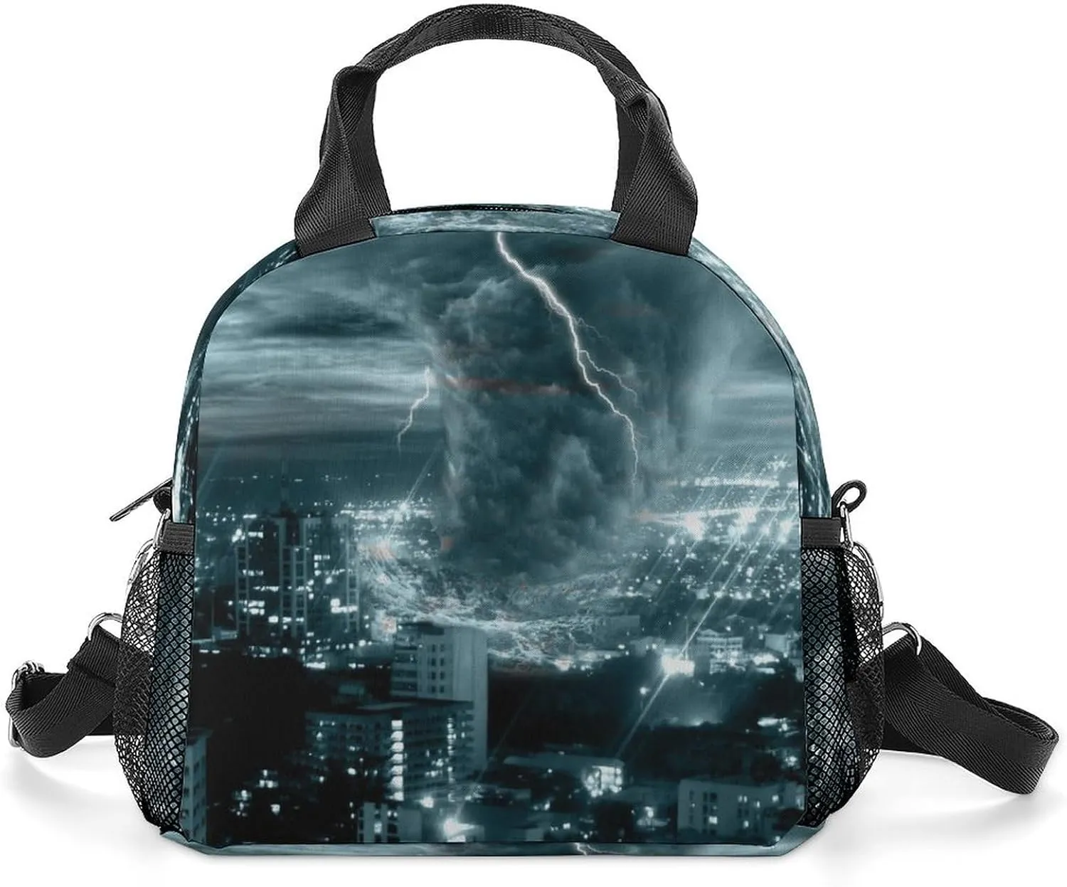 Chicago City Tornado Storm Weather Adjustable Shoulder Strap Insulated And Leak Proof Premium Lunch Bag Unisex