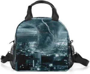 Chicago City Tornado Storm Weather Adjustable Shoulder Strap Insulated And Leak Proof Premium Lunch Bag Unisex