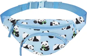 Choco Mocha Kids Fanny Pack for Girls, Toddler Belt Bag 2-4 4-6 Kid Waist Bag Outer for Little Girls age 6-9 8-12 Small Hip Pack (Blue Panda)