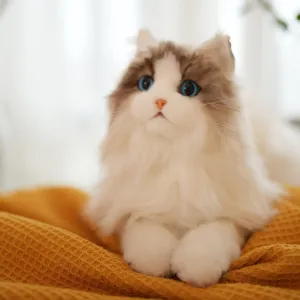 Chongker Stuffed Animals Handmade Realistic Cat Plush Toy Companion Pet for Elderly Adults Women Kids Cat Lover Surprise Gifts for Anniversary Birthday,Ragdoll Cat