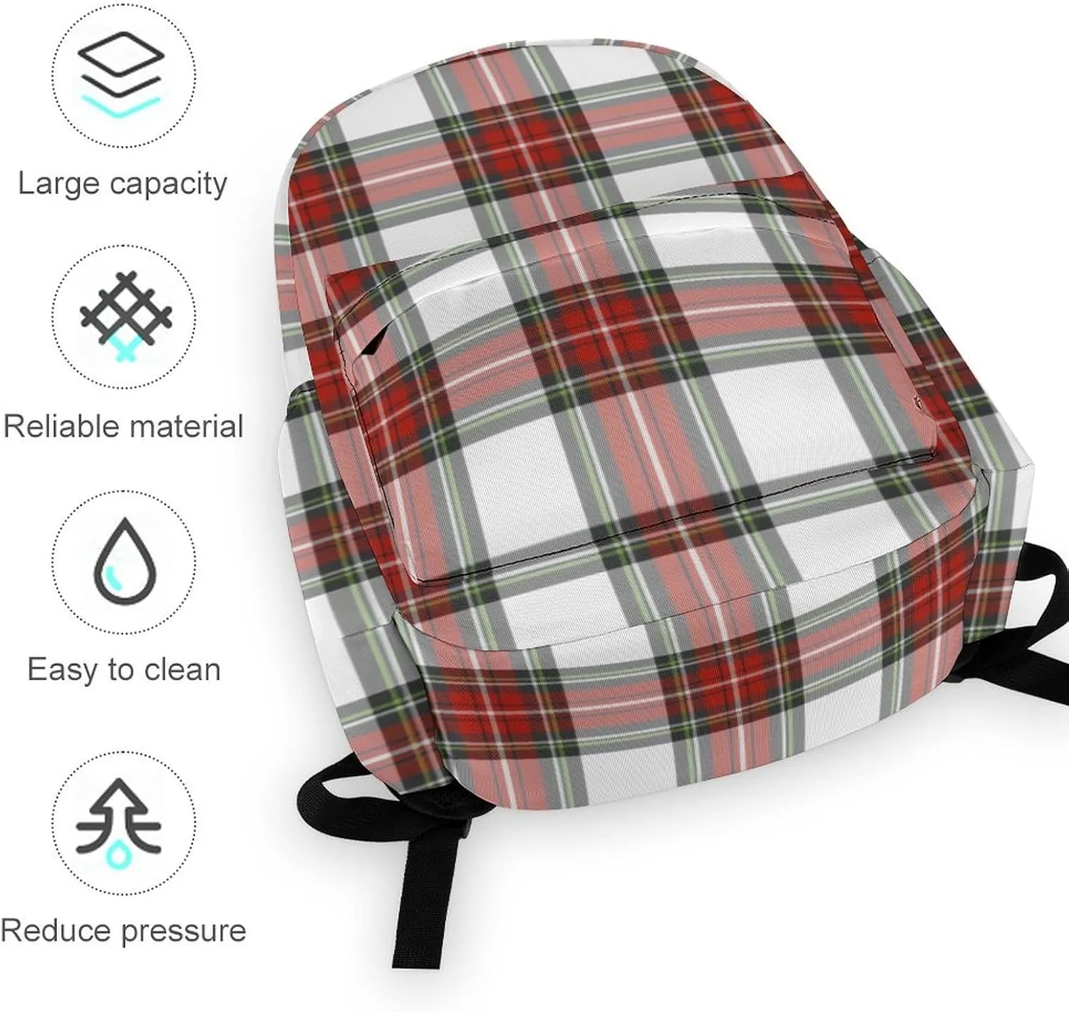 Christmas Grid Red Grid Casual Lightweight Large Capacity Travel Backpack Unisex