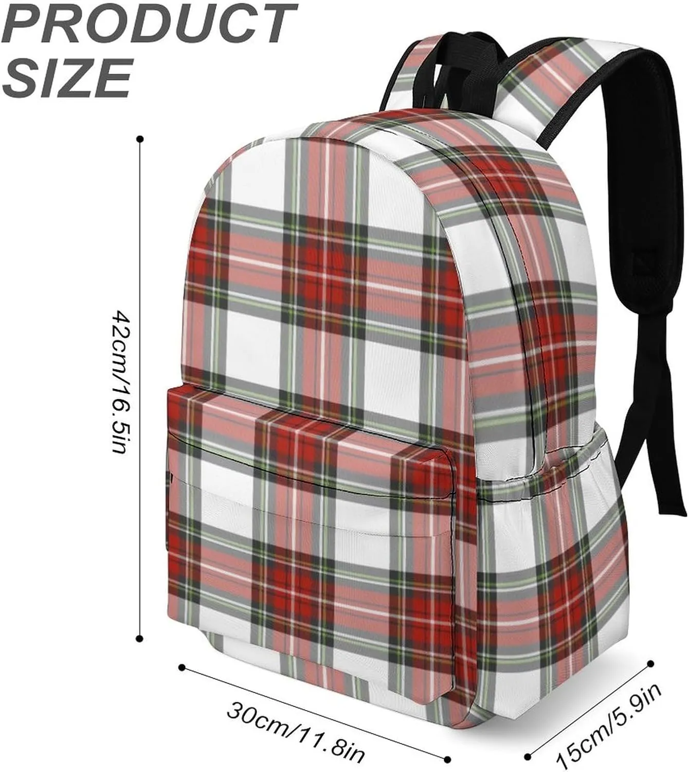 Christmas Grid Red Grid Casual Lightweight Large Capacity Travel Backpack Unisex
