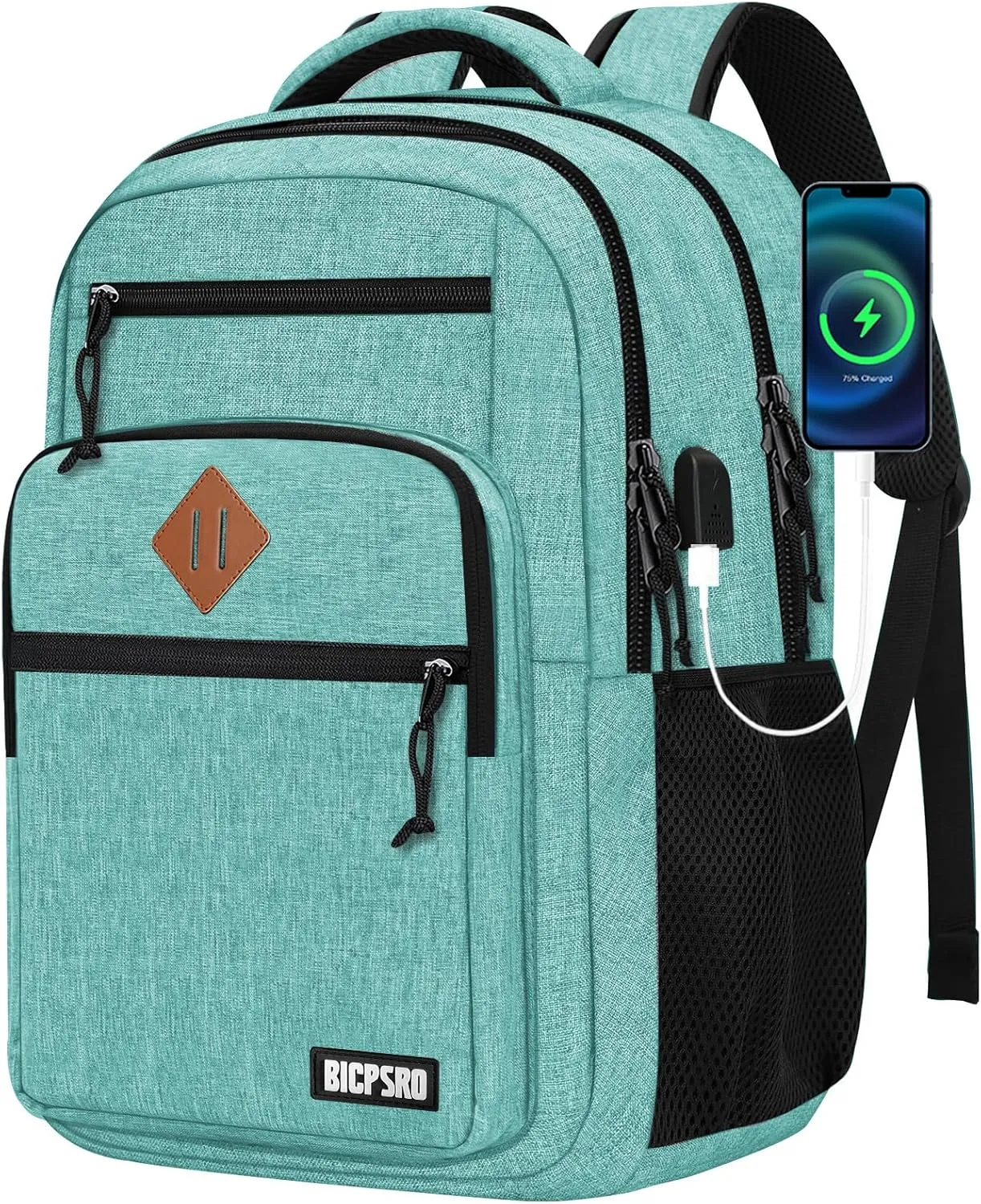 Classic Backpack for Men Women, School Backpack for Girls Boy Teens,15.6 Inch Laptop Bookbag with USB Charger for College High School Work Business Computer Back Pack,mochilas para hombres, Cyan
