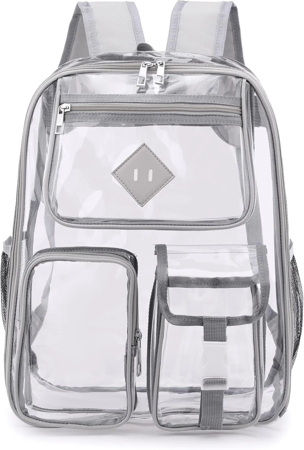 Clear Backpack for Girls Heavy Duty PVC,See Through School Backpack Transparent Bookbag Travel Sport Concert (Grey)