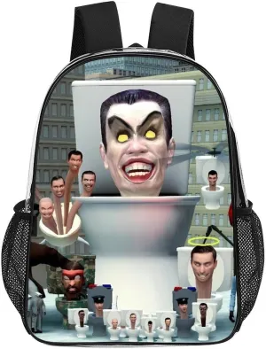 Clear Backpack Heavy Duty PVC Transparent Funny Toi-let Backpack 17"" Large Capacity See Through Bag for Travel, 43x32x13cm, Style
