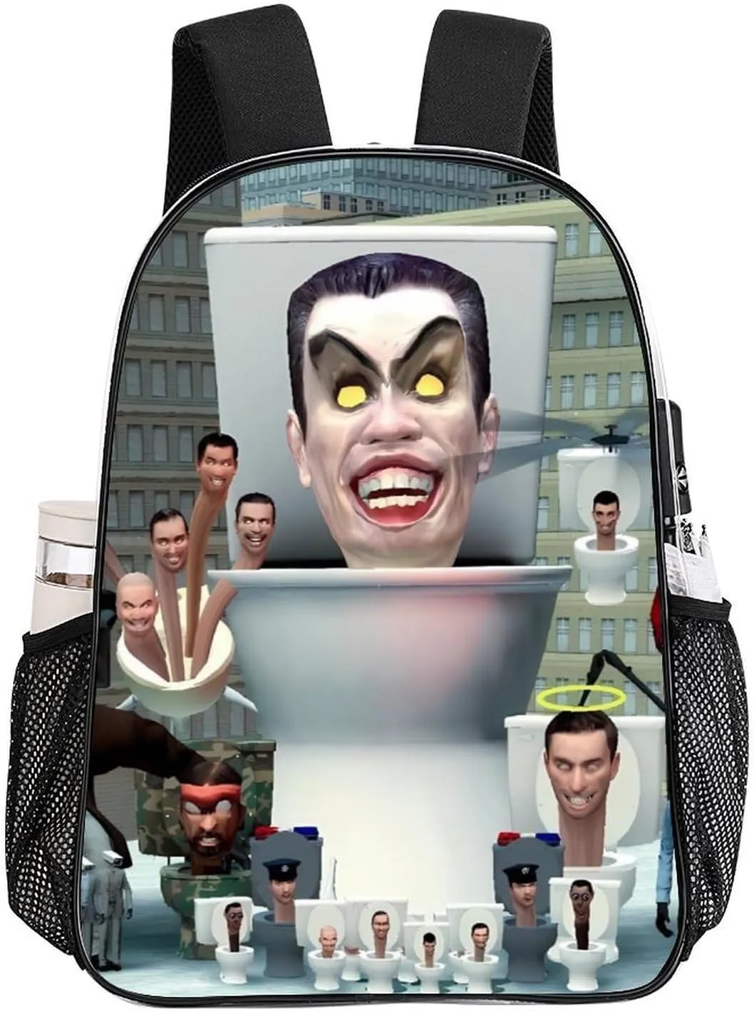 Clear Backpack Heavy Duty PVC Transparent Funny Toi-let Backpack 17"" Large Capacity See Through Bag for Travel, 43x32x13cm, Style