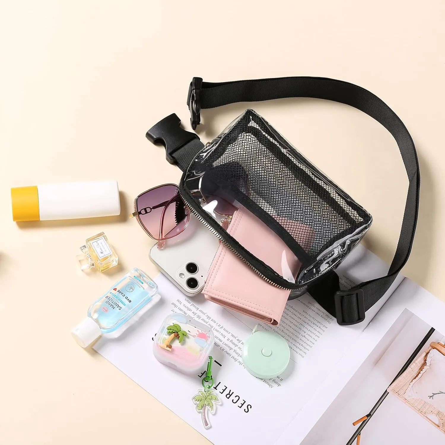 Clear Fanny Pack Stadium Approved, Waterproof Belt Bag for Women Men Fashion Waist Packs Crossbody by Amxnx
