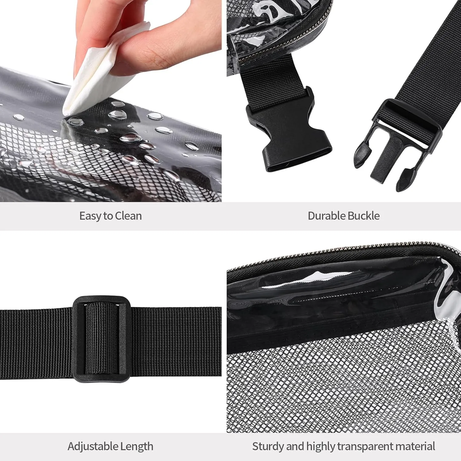 Clear Fanny Pack Stadium Approved, Waterproof Belt Bag for Women Men Fashion Waist Packs Crossbody by Amxnx