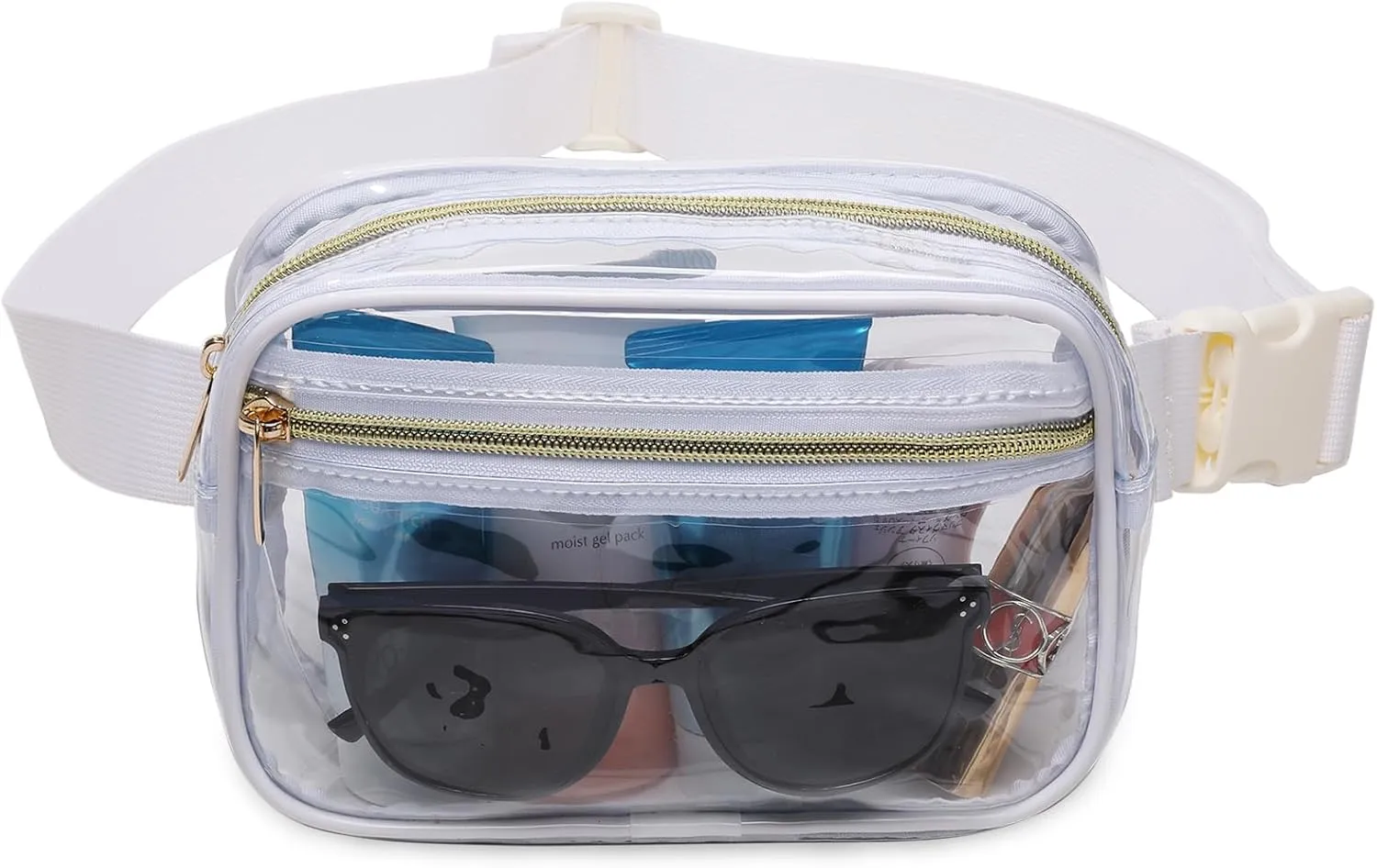 Clear Fanny Pack Stadium Approved，Bunnychill Clear Belt Bag Cross Body Bag for Women Men Transparent Waist Bag Crossbody Purse with Adjustable Belt for Sports, Beach, Events, Concerts, Festivals