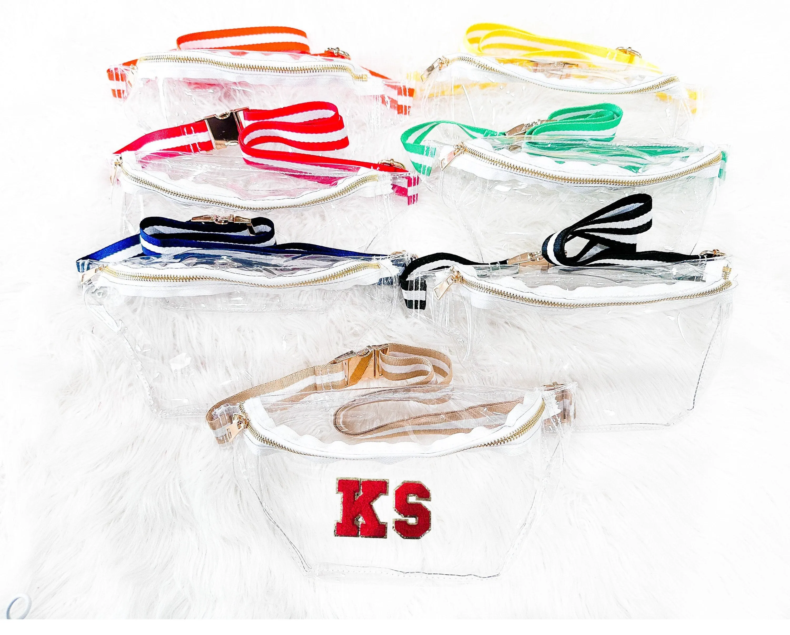 Clear Fanny Pack - Transparent Stadium Bag - Game Day Belt Bag - Concert Bag -Womens DIY Customizable With Glitter Varsity Letter Patches