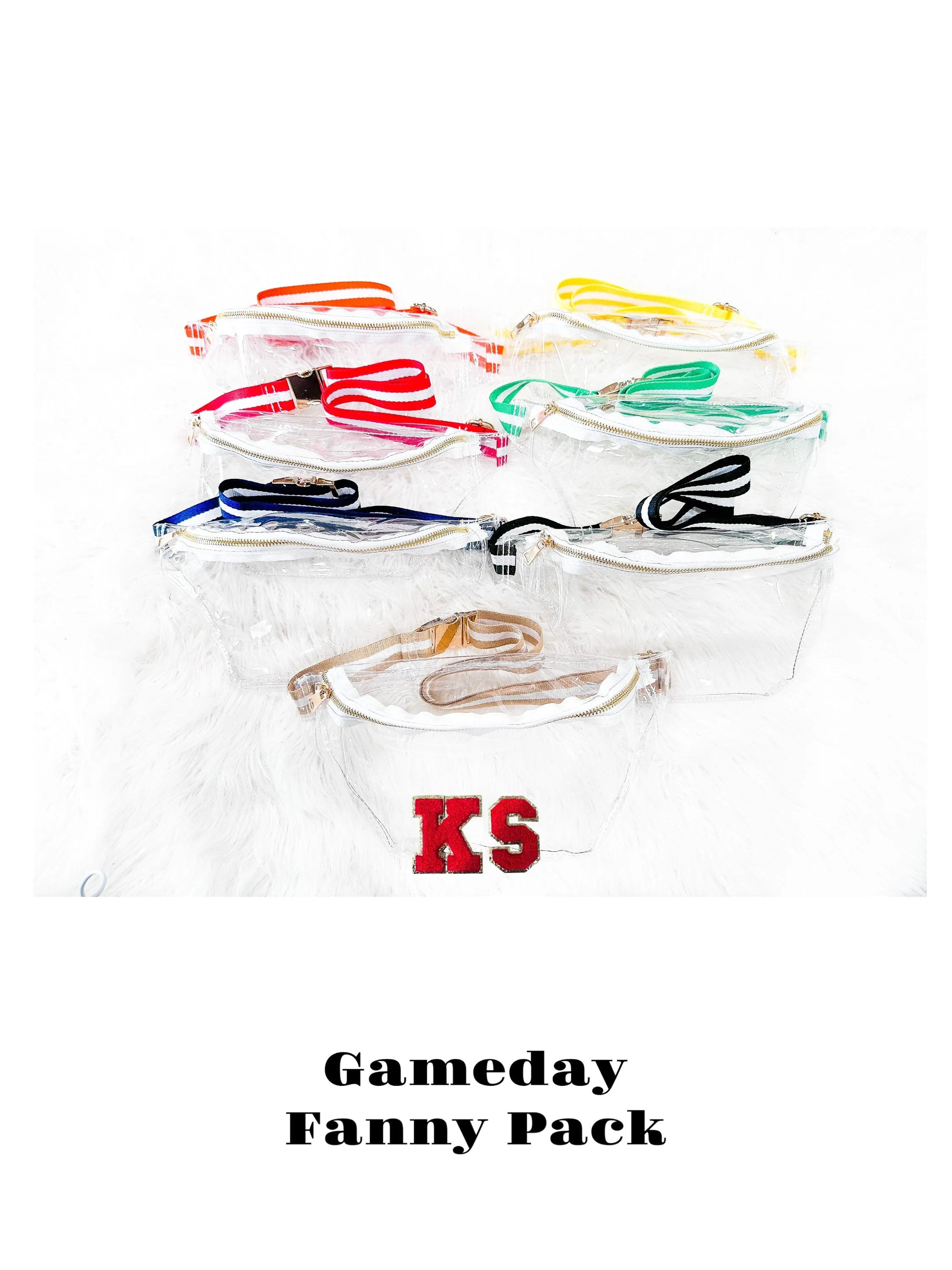 Clear Fanny Pack - Transparent Stadium Bag - Game Day Belt Bag - Concert Bag -Womens DIY Customizable With Glitter Varsity Letter Patches