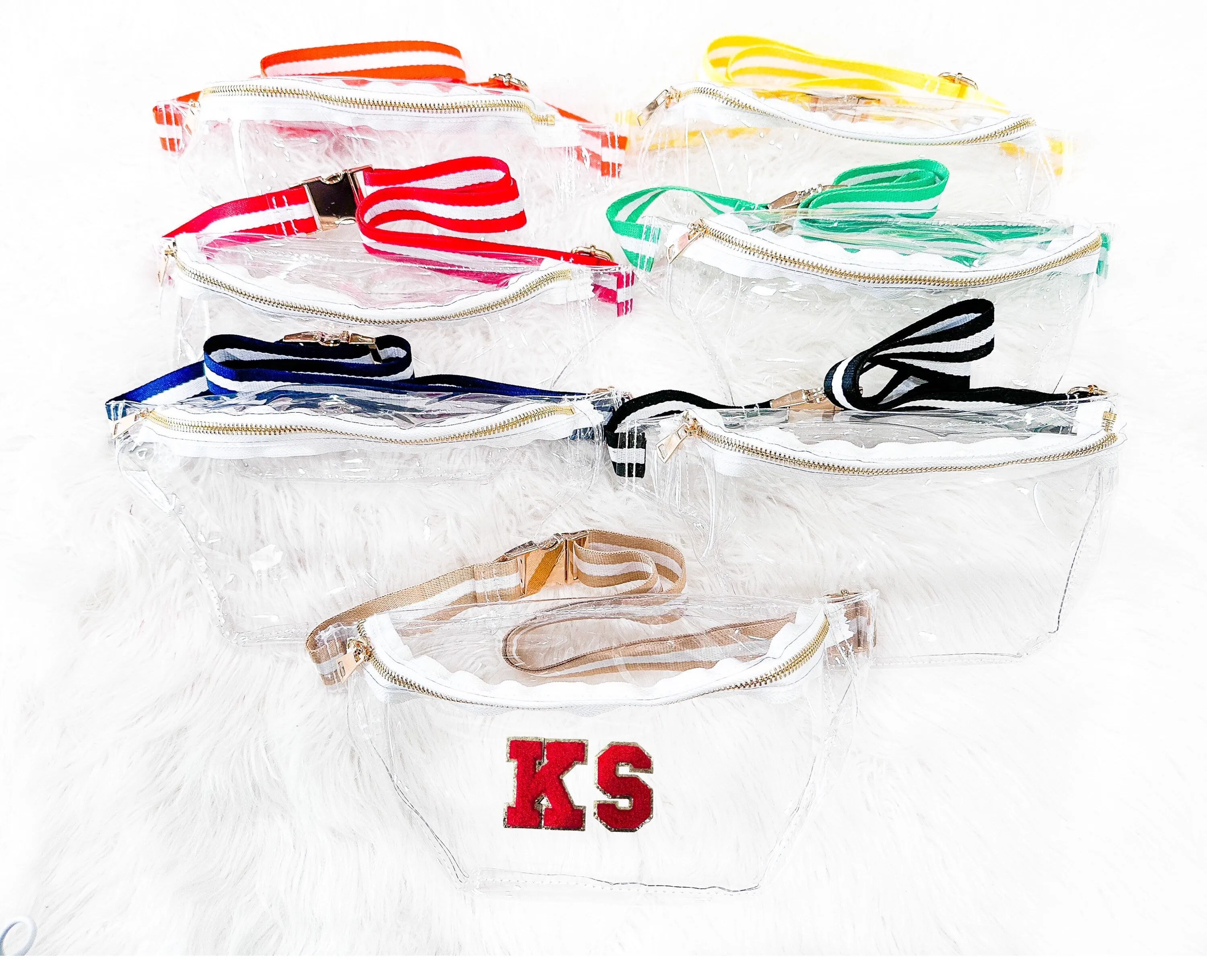 Clear Fanny Pack - Transparent Stadium Bag - Game Day Belt Bag - Concert Bag -Womens DIY Customizable With Glitter Varsity Letter Patches