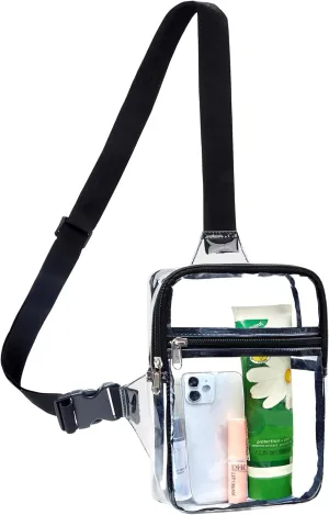 Clear Small Sling Bag, Heavy Duty Clear Purse Fanny Packs, Cute Chest Crossbody Backpack for Women