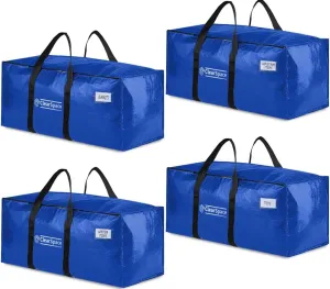 ClearSpace Heavy Duty Moving Bags or Storage Bins – Large Moving Boxes with Backpack Straps, Zippers & Handles – Perfect for Moving, College Dorm, Traveling, Camping, Christmas Decorations, 4 Pack