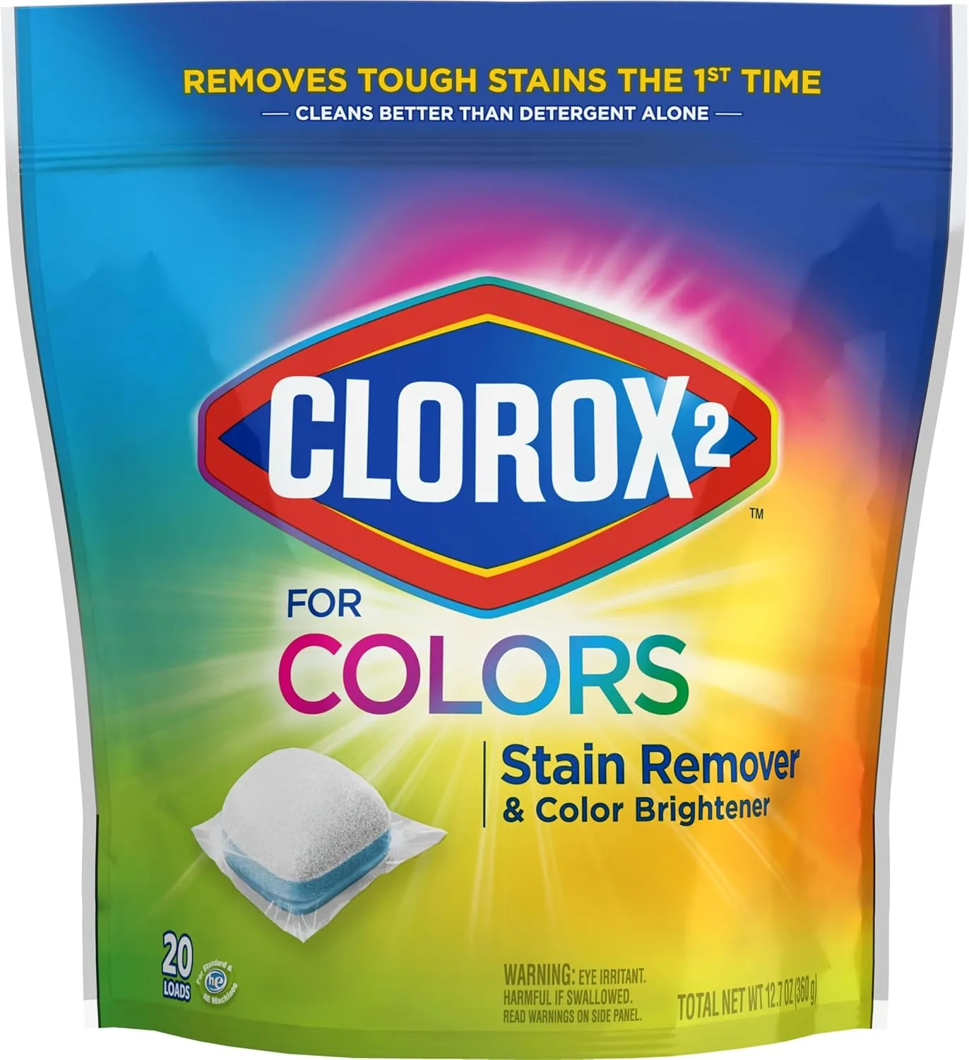 CLOROX 2 for Colors - Stain Remover and Color Brightener Packs, 20 Count (Packaging May Vary)