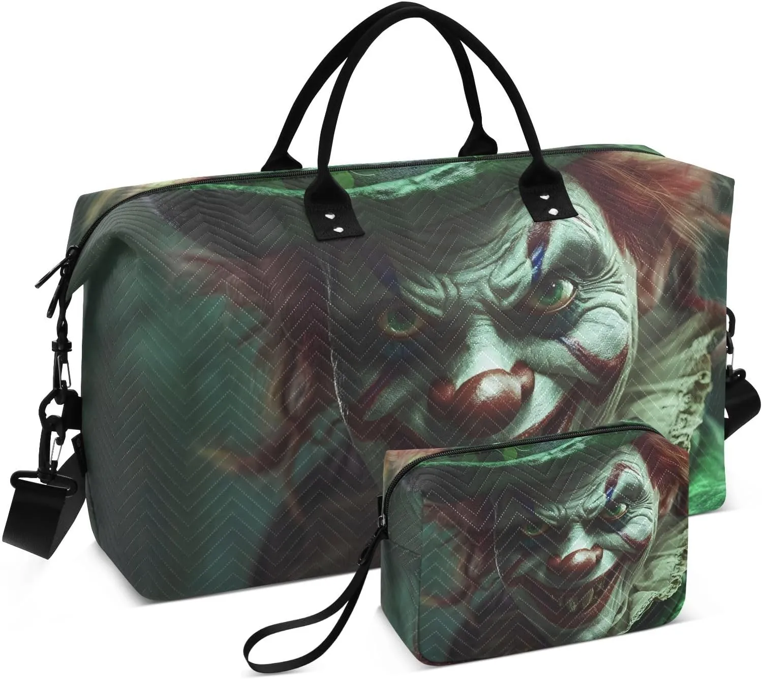 Clown Green St Large Travel Duffel Bag, Sports Tote Gym Bags, Shoulder Weekender Overnight Bags for Women Men