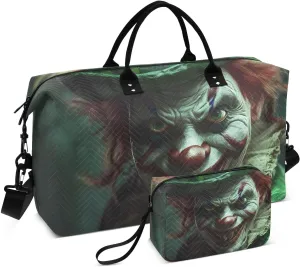 Clown Green St Large Travel Duffel Bag, Sports Tote Gym Bags, Shoulder Weekender Overnight Bags for Women Men