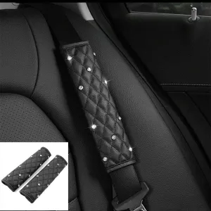 cocaNbutter 2 PCS Bling Car Seat Belt Covers Seatbelt Safety Belt Pad Luggage Bag Shoulder Cover for Adults Women