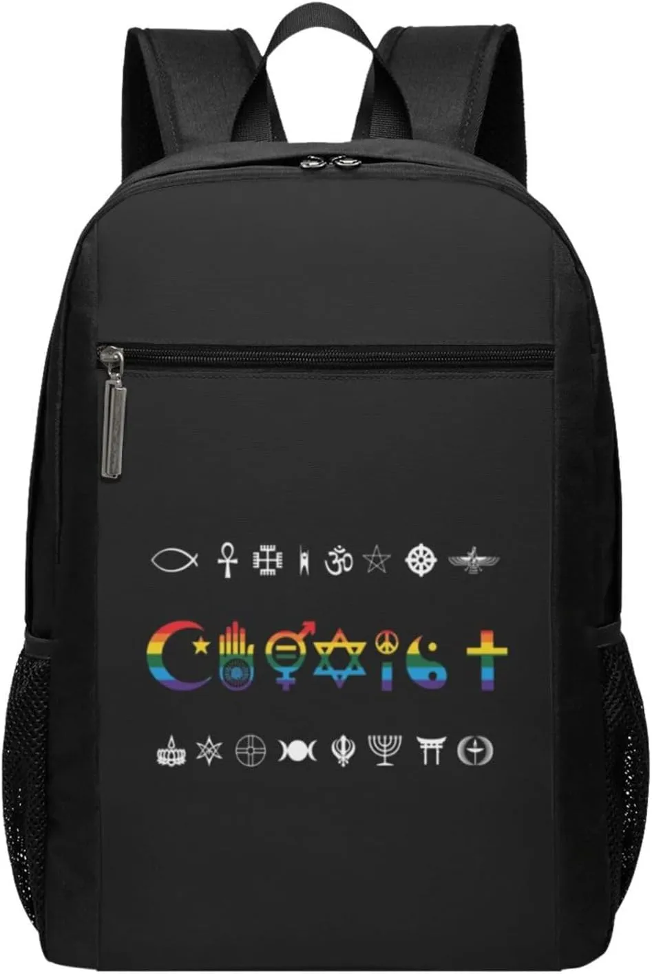 Coexist Rainbow Pride Gay Lesbian LGBT Travel Laptop Backpack, Business Anti Theft Slim Sturdy Laptops Backpacks, College Computer Bag Gift for Men & Women Fits 17 Inch Notebook,Black