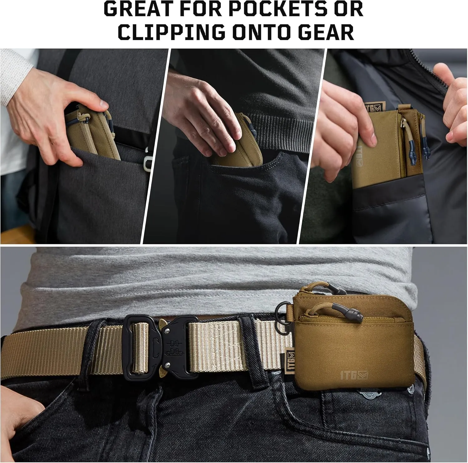 Coin Purse, 500D CORDURA Small Coin Pouch for Men, Minimalist Wallet Change Bag Money Pouch Tactical ID Card Holder with YKK Zipper