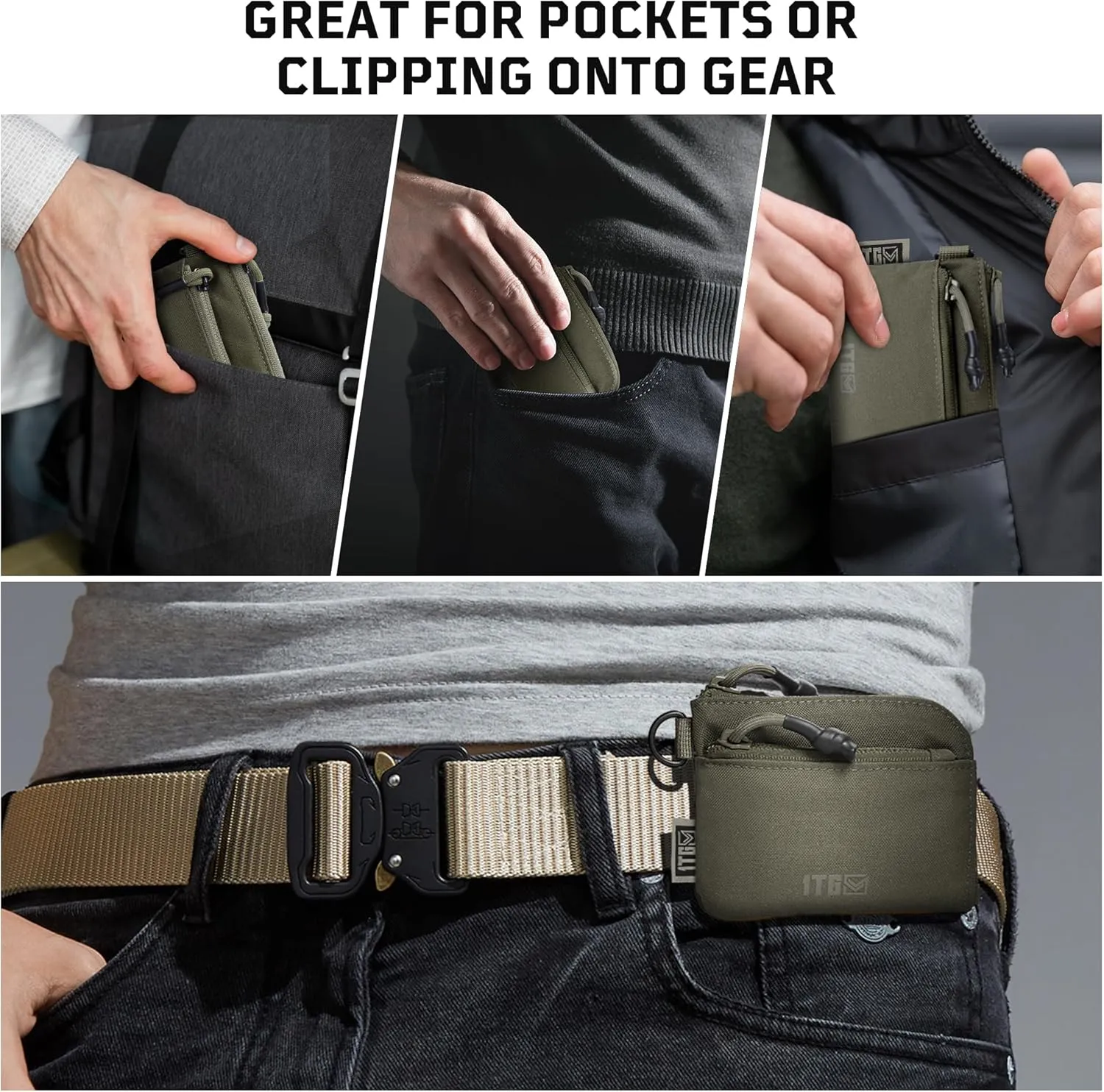 Coin Purse, 500D NYLON Small Coin Pouch for Men, Minimalist Wallet Change Bag Money Pouch Tactical ID Card Holder with YKK Zipper