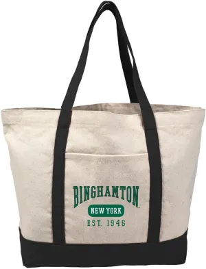 Collegiate Established Date Canvas Tote Bag With External Pocket, Reusable Shoulder Bag for Shopping, Beach