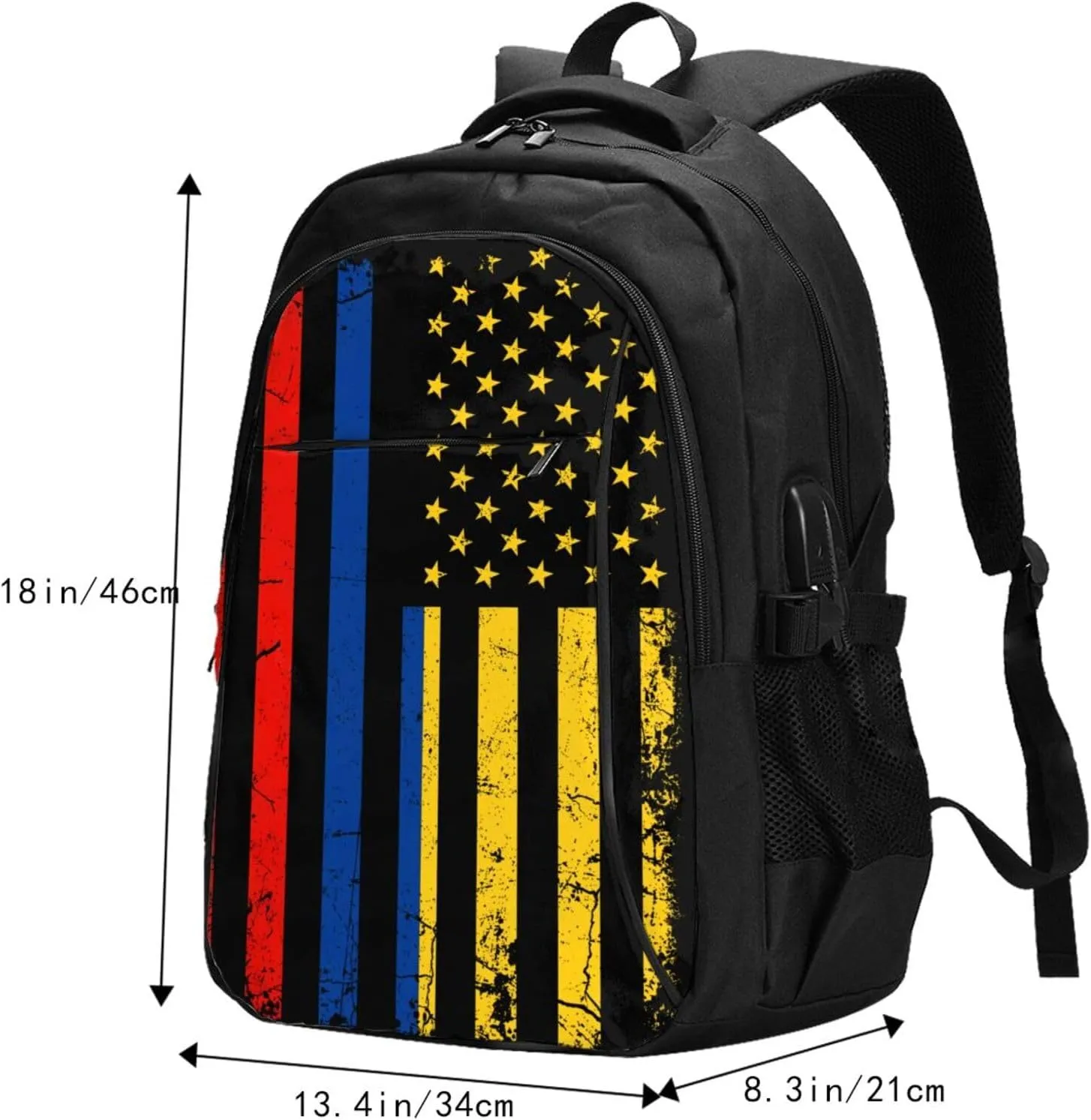 Colombian American Flag Colombia Roots America Travel Backpacks Casual Backpack Large Capacity Laptop Rucksack Luggage Daypacks with USB Charging Port Multi-Pockets Bags for Hiking