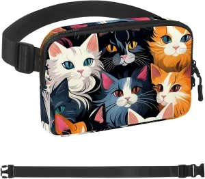 Colored Persian Cat Group-1502 Belt Bag for Men and Women Fanny Pack,Belt Bag with Adjustable Strap,Fashion Crossbody Everywhere Belt Bag for Travel Outdoors Running Hiking
