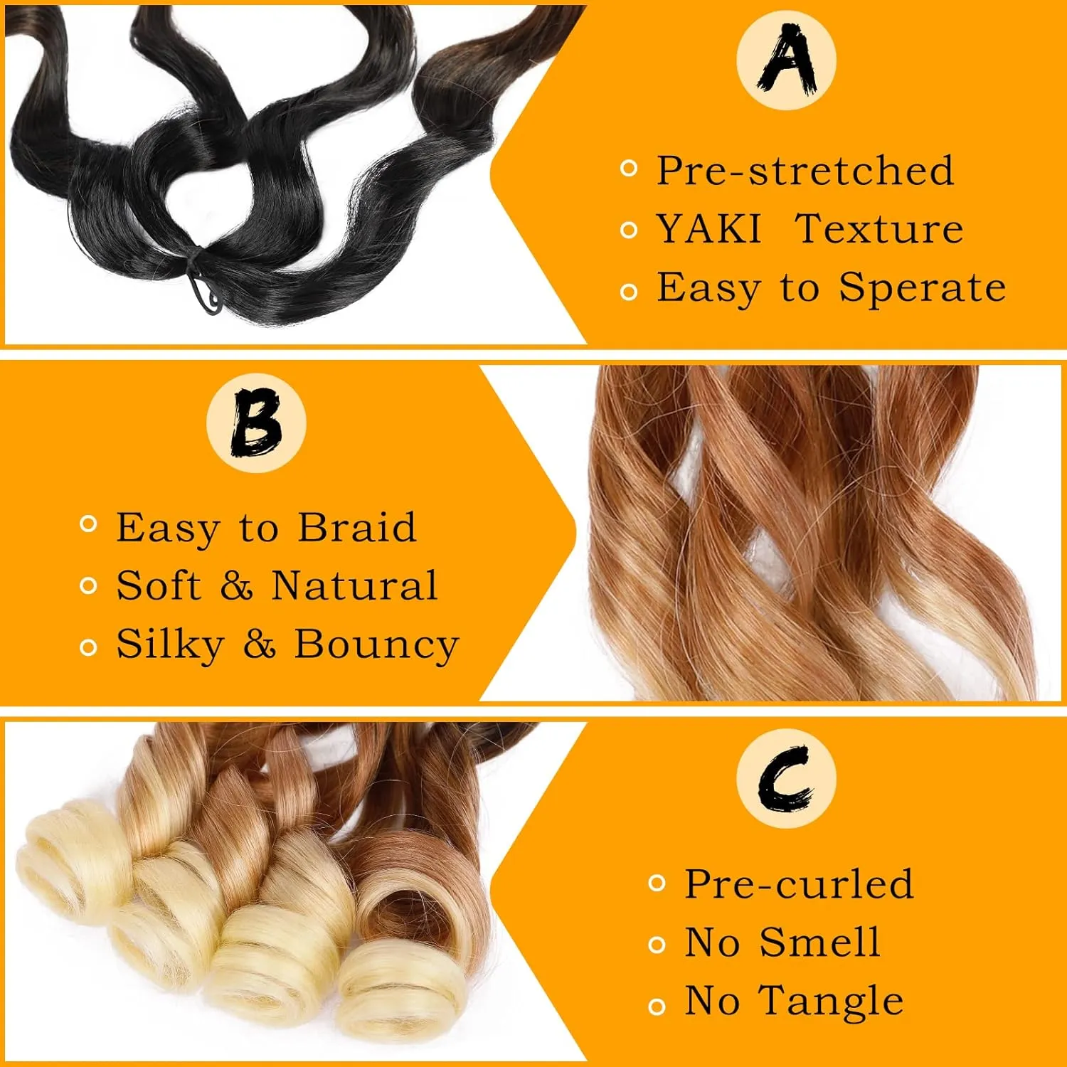 Colorful Queen French Curly Braiding Hair 7 Packs 22 Inch Pre Stretched Ombre Braiding Hair Crochet Braids for Women Spanish Curly Ends Synthetic Hair Extensions 1B/30/613#