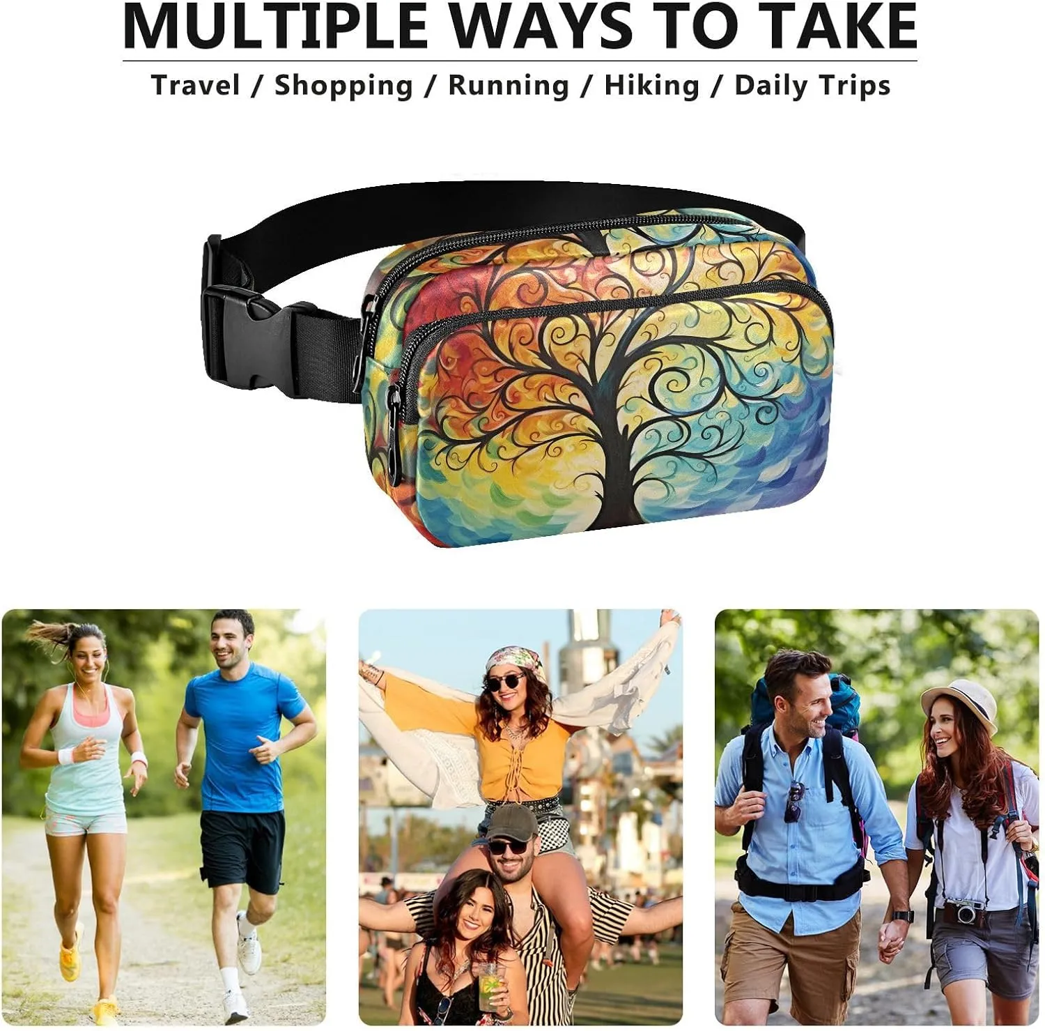 Colorful Tree Life Oil Painting Fanny Packs for Women Fanny Pack For Men Belt Bag Crossbody Fanny Packs for Women Running Fanny Pack Waist Pack 21341443