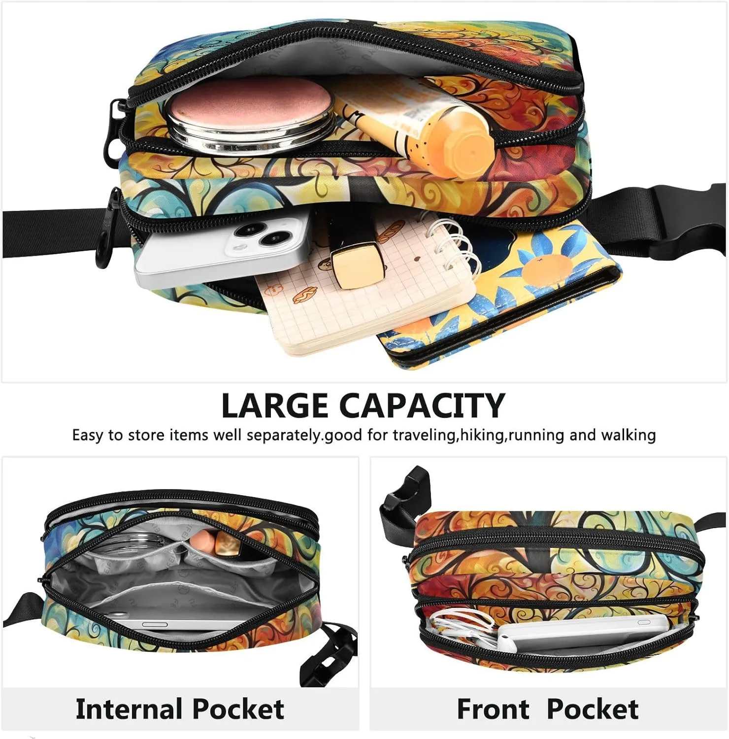 Colorful Tree Life Oil Painting Fanny Packs for Women Fanny Pack For Men Belt Bag Crossbody Fanny Packs for Women Running Fanny Pack Waist Pack 21341443