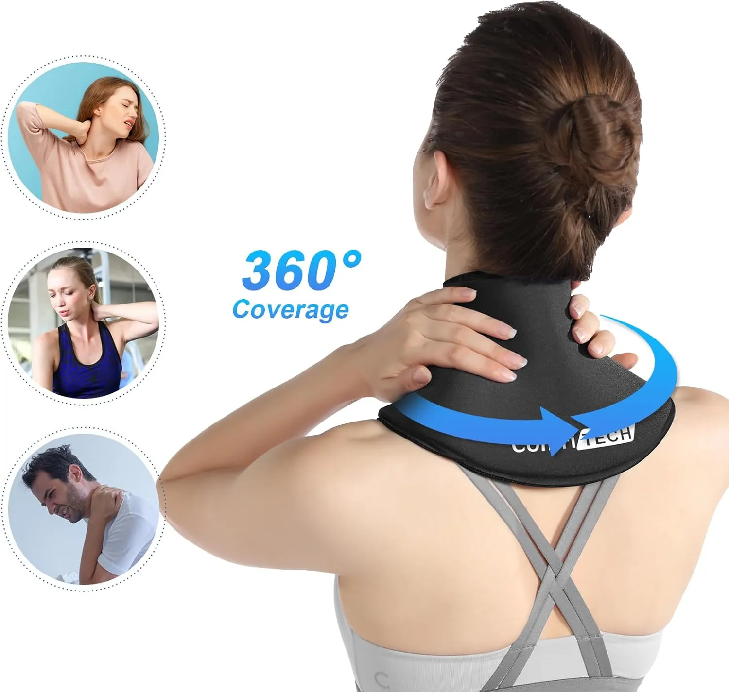 ComfiTECH Neck Ice Pack Wrap Gel, Cooling Pad for Cervical and Shoulder, Medium, 1 Pack