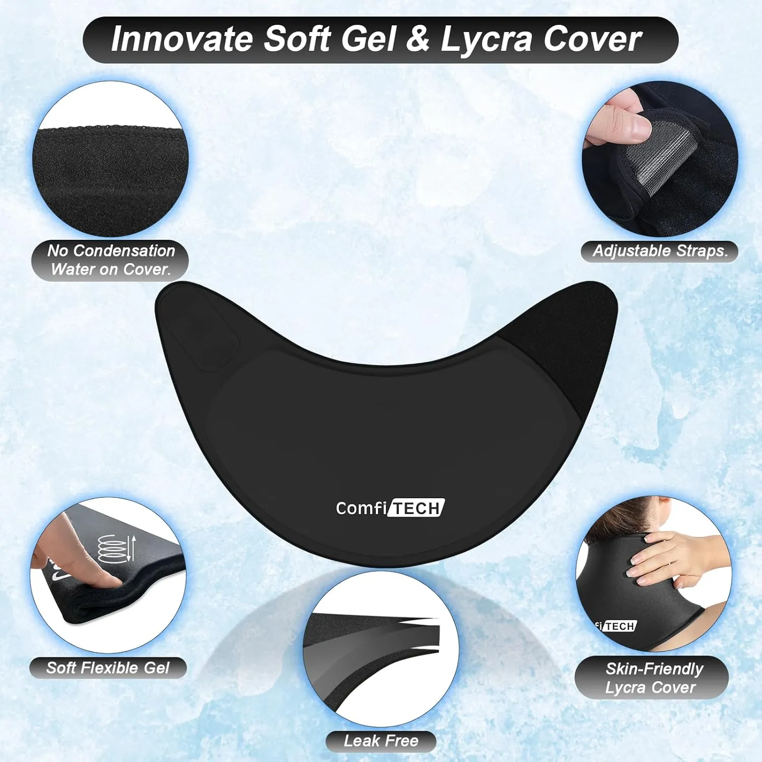 ComfiTECH Neck Ice Pack Wrap Gel, Cooling Pad for Cervical and Shoulder, Medium, 1 Pack