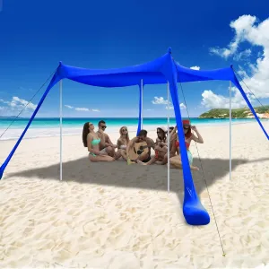 COMMOUDS Beach Tent Sun Shelter - UPF50  Pop Up Beach Canopy with Sandbags & Sand Shovel & Windproof Poles, Portable Sun Shade for Beach, Camping, Picnics, Backyard