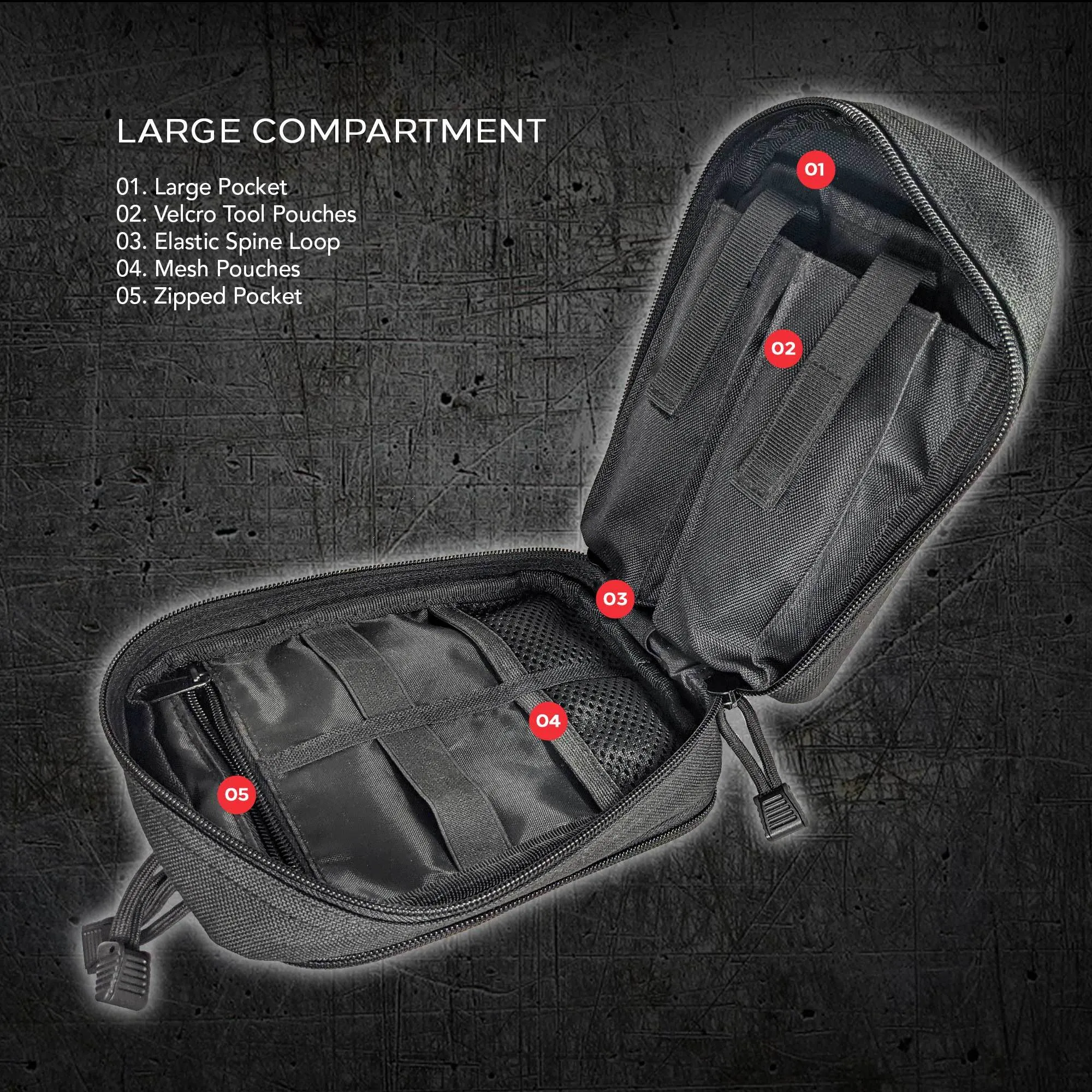 Compact Gear Organizer;  Backpack Organizer | Utility MOLLE Bag;  Pouch | For Backpacking;  Tactical Backpacks;  Day Packs;  Go Bags;  Bug Out Bags;  72 Hour Kits;  Survival | Organize Gear;  Supplies