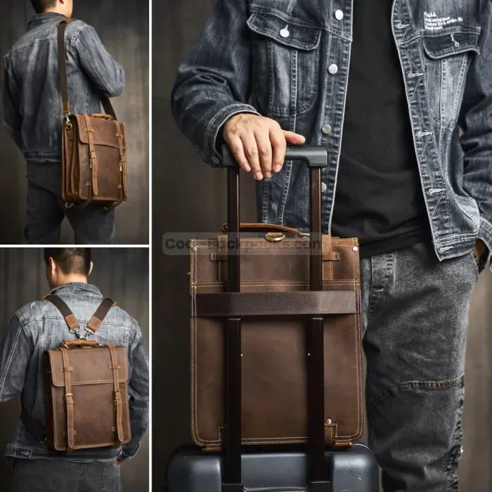 Convertible Leather Tote Backpack