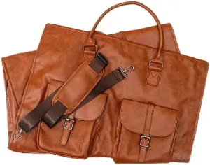 Convertible Travel Clothing Carry On Luggage Bag 2-in-1 Hanging Suitcase Suit Business Travel Bag(Color:Brown)