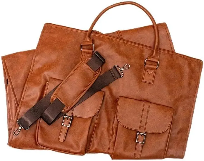 Convertible Travel Clothing Carry On Luggage Bag 2-in-1 Hanging Suitcase Suit Business Travel Bag(Color:Brown)