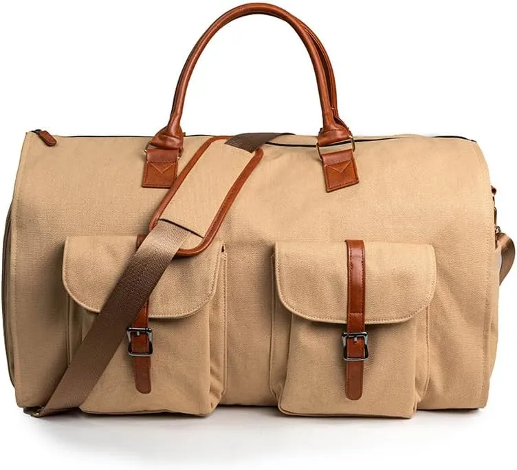 Convertible Travel Clothing Carry On Luggage Bag 2-in-1 Hanging Suitcase Suit Business Travel Bag(Color:Deep Brown)