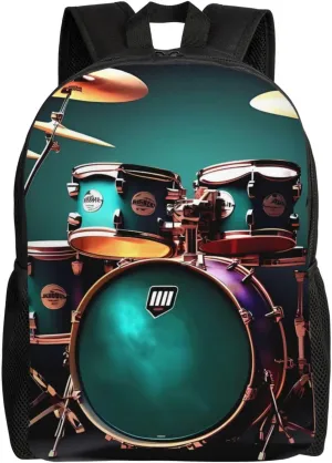 Cool Drum Set Cute Backpack Waterproof Lightweight Casual Backpack One Size Daypack Travel Laptop Bag For Men Women
