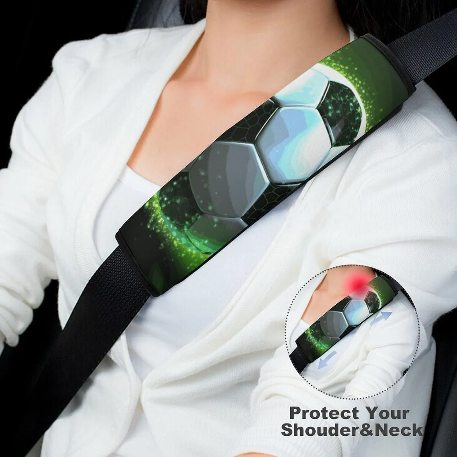 Cool Soccer Ball Auto Seat Belt Cover 2PCS Universal Car Seat Belt Shoulder Protector Pad, Protect Your Shoulders and Neck for Car Seat Belt, Shoulder Bag, Backpack