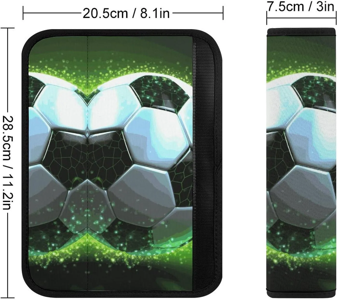Cool Soccer Ball Auto Seat Belt Cover 2PCS Universal Car Seat Belt Shoulder Protector Pad, Protect Your Shoulders and Neck for Car Seat Belt, Shoulder Bag, Backpack